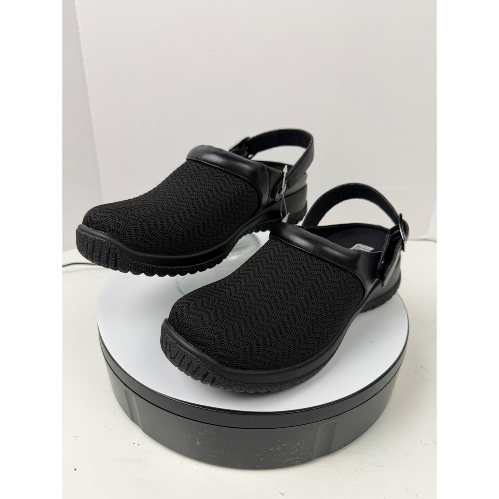 Drew Orthopedic Arch Support Black Wavy Stretch Clogs Women's 7 M Slip On Shoes